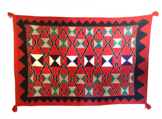 Beautiful And Finely Woven Vintage Navajo Wool Rug In Exceptional Condition