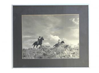 Framed & Matted Photograph Of Two Plains Native Americans On Horseback From Saratoga, Wyoming