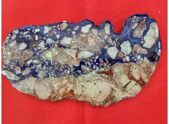 Large Dark Blue Polished Azurite Malachite On Copper Matrix