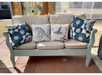 Really Cool Vintage Outdoor Wood Sofa With Cushions And Pillows