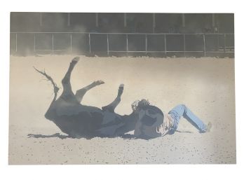 Original Large 1970's Rodeo Painting By Listed Iconic Western Artist Bill Schenk 'Andy Warhol Of The West'