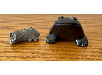Obsidian Frog And Fulgerite