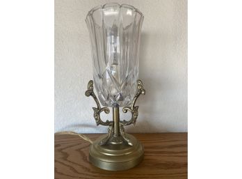 Brass And Cut Glass Candle Holder Lamp