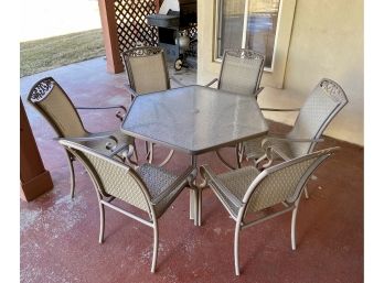 Glass Top Table And Six Chair Patio Set