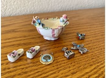 Little Ceramic Dish With Trinkets And Charms
