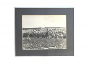 Great Framed & Matted Photo Of Plains Native American On Horseback From Saratoga, Wyoming