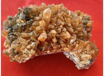 Beautiful Natural Orange Creedite With Possible Fluorite Mineral Specimen