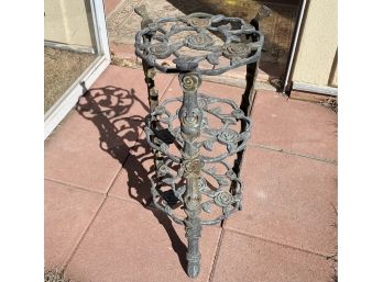 Vintage Wrought Iron Plant Stand With Rose Detail