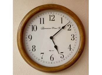 American Time Co. Round Wooden Battery Powered Clock