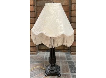 Lamp With Cream Colored Fringe Shade