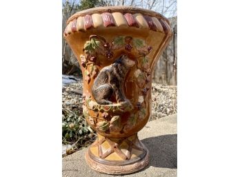 Ceramic Painted Planter With Bear Design