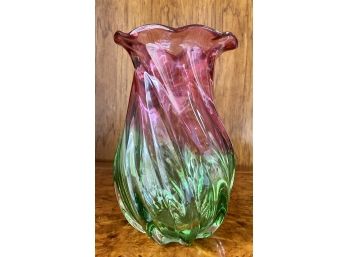 Watermelon Glass Vase Unmarked