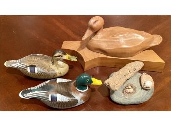 Collection Of Misc Ducks Incl. Mindland Reclamation Co. Wooden Duck Box