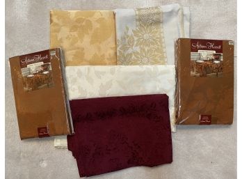 Lot Of Table Clothes Including Autumn Harvest Damask Tablecloth