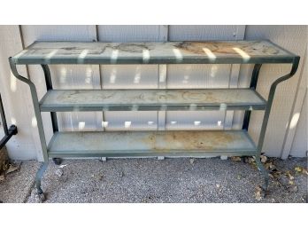 Outdoor Plant Shelf With Removable Frosted Glass Tops, On Wheels