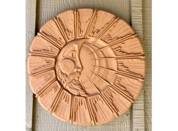 Outdoor Terracotta Sun And Moon Garden Medallion/plaque