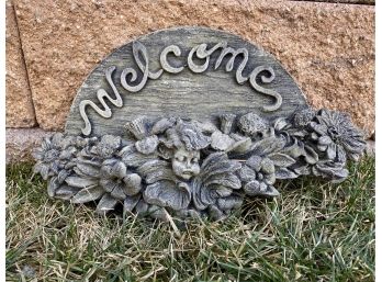 Ceramic Resin Angel And Floral Hanging Welcome Sign