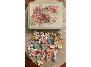 Collection Of Easter Ornaments In Easter Tin