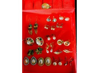 Several Pairs Of CLIP ON Earrings (One Pierced)