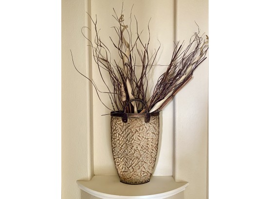 Decorative Metal Basket With Twigs