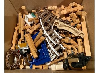 Lot Of Lincoln Logs And Train Tracks