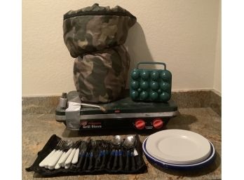 Lot Of Camping Gear, Including Coleman Propane Grill Stove
