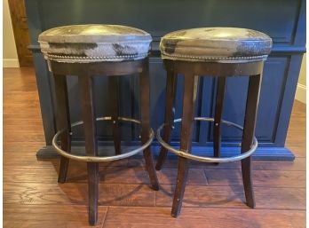 Set Of Four Cowhide Barstools
