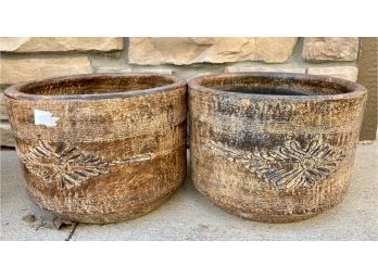Two Matching Brown Planter Pots