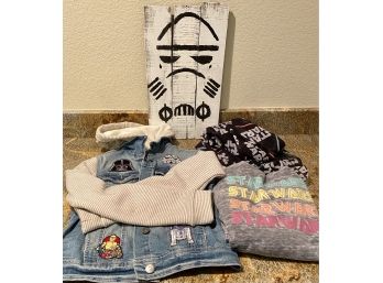 Lot Of Girls Star Wars Clothes Incl. Adorable Jean Jacket With SW Patches And Handmade Storm Trooper Painting