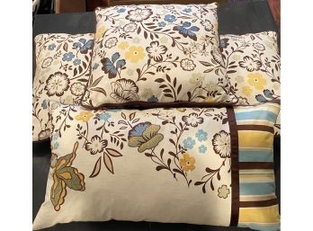 Four Matching Floral Throw Pillows