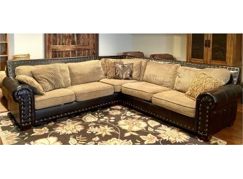 Madison House, Large L-shaped Faux Leather Studded Couch
