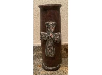14' Decorative Column Candle Holder With Cross