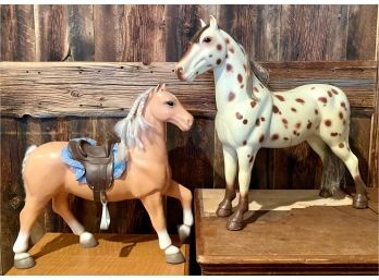 Two Plastic Childs Play Horses