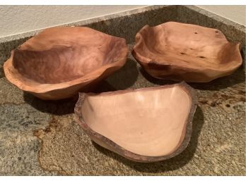 3 Live Edge Wood Bowls