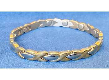 Gold Tone Stainless Steel Braid Bracelet By Sabona