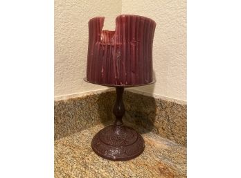 Decorative Metal Candleholder With Used Candle