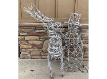 2 Wicker And Wire Christmas Decorations