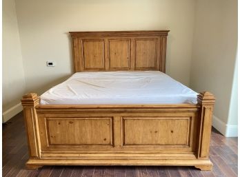 Stunning Large Wood Bed Frame With Headboard, Footboard And Side Rails. Mattress Not Included