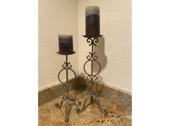 Set Of 2 Metal Candleholders