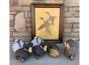 4 Duck Decoys And 1 Duck Print