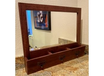 Wooden Framed Wall Mirror And Cubbies