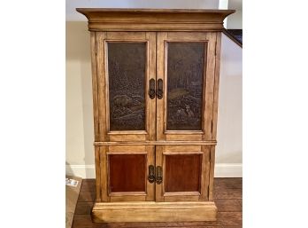 Large Wooden Cabinet With Elk Paneling
