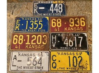 Lot Of Vintage Kansas Licence Plates