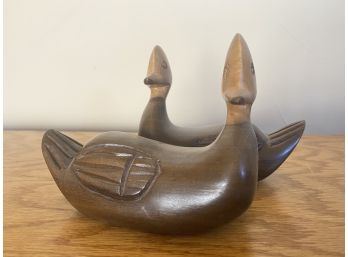 Lot Of 2 Hand Carved Wood Ducks