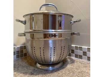 Double Stainless Steel Strainer With Lid