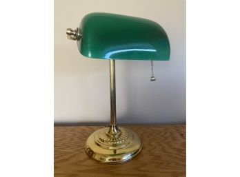 Banker Lamp, Adjustable Height, Vintage, Art Deco Lamp, Green Shade, Desk Lamp