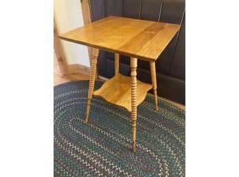 Wood Side Table With Barley Twist Legs