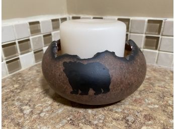 Handmade Salsa Style Art Studio Candleholder Reusable Southwestern Pottery