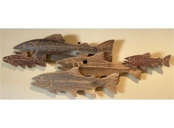 Hanging Wall Hand Carved Wood Fish Decor
