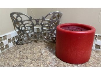 Butterfly Trivet With Large Candle